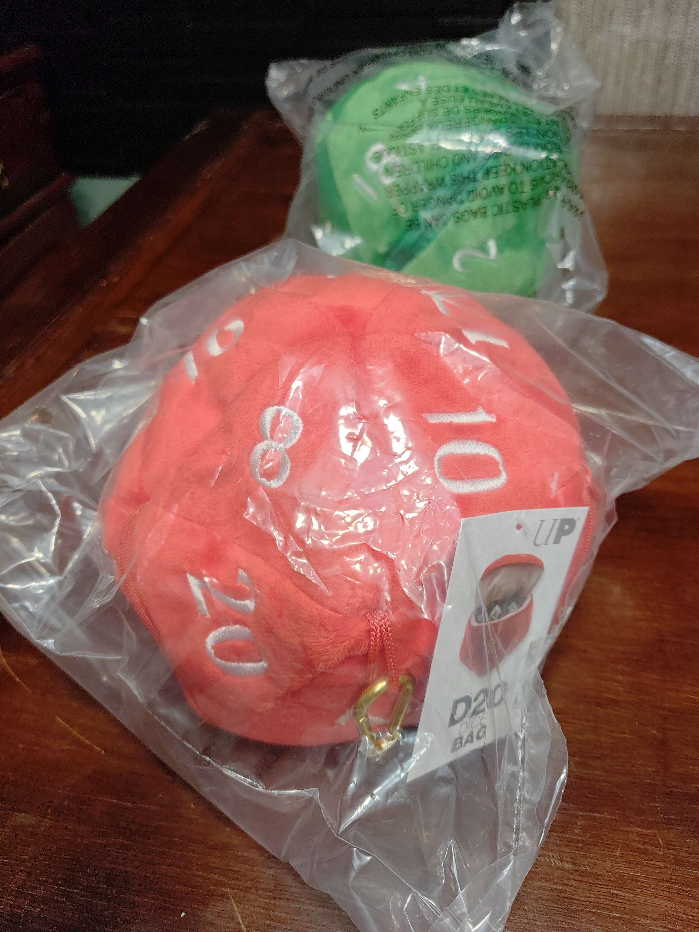 D20 Plush Dice Bag - red