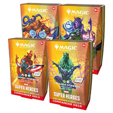 Display (4) MTG: Universes Beyond- Marvel Super Heroes Commander Deck collector